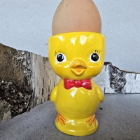 æggebæger porcelæn gul kylling rød butterfly vintage æggeholder gammelt påskepynt